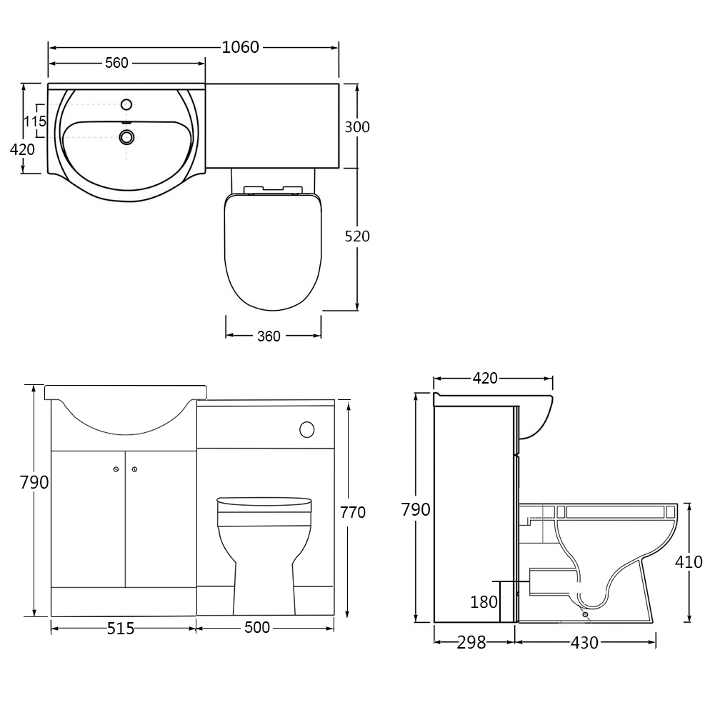 Designer Bathroom Vanity Basin Sink BTW Optional Toilet High Gloss Free ...